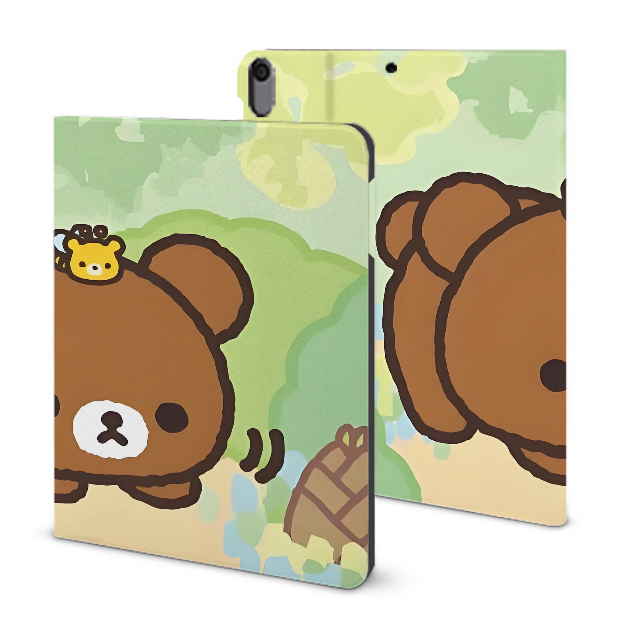 （画像用） リラックマ リラックマ キイロイトリ Rilakkuma Korilakkuma Kiiroitori IPad ケース ブック型 PUレザー TPU 耐衝撃 軽量 薄型 ペン収納なし 全面保護 IPad 各モデル対応